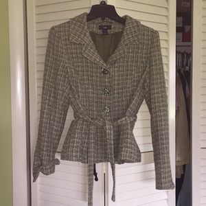 Green plaid H&M belted blazer